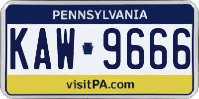 PA license plate KAW9666