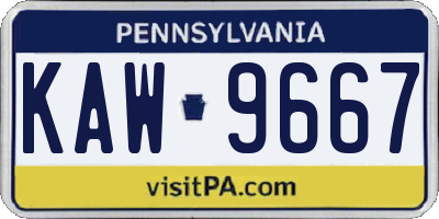 PA license plate KAW9667