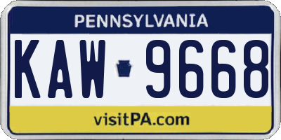 PA license plate KAW9668