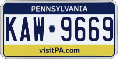 PA license plate KAW9669