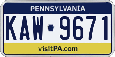 PA license plate KAW9671