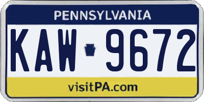 PA license plate KAW9672