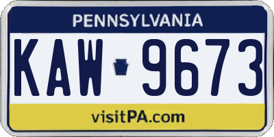 PA license plate KAW9673