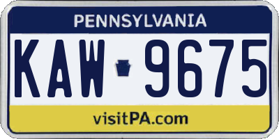 PA license plate KAW9675