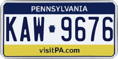 PA license plate KAW9676