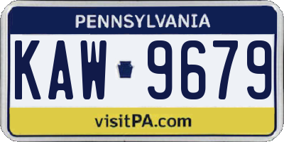 PA license plate KAW9679