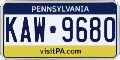 PA license plate KAW9680