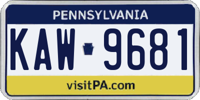 PA license plate KAW9681