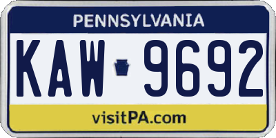 PA license plate KAW9692