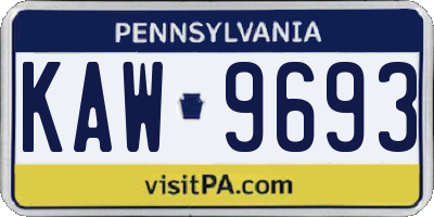 PA license plate KAW9693