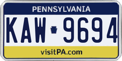 PA license plate KAW9694