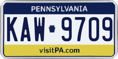 PA license plate KAW9709