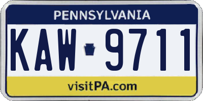 PA license plate KAW9711