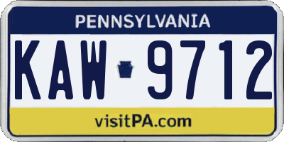 PA license plate KAW9712