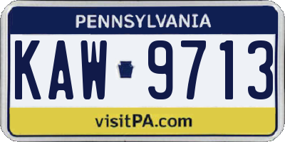 PA license plate KAW9713