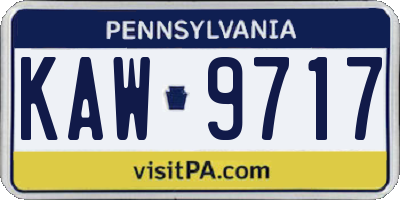 PA license plate KAW9717