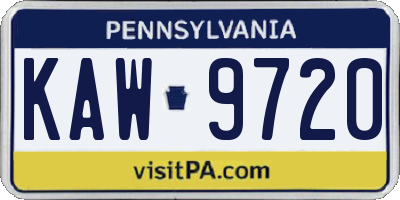 PA license plate KAW9720