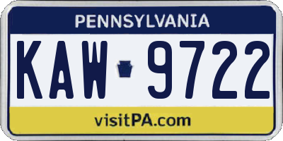 PA license plate KAW9722