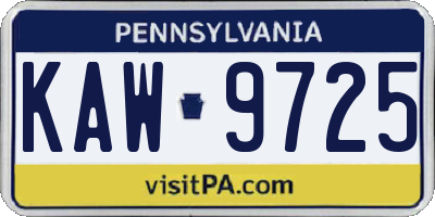 PA license plate KAW9725