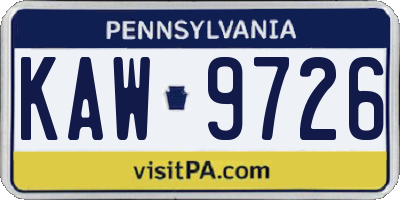 PA license plate KAW9726