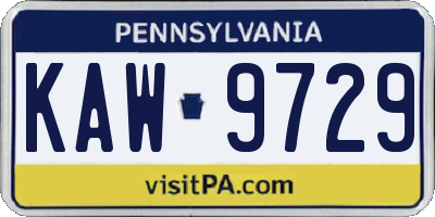 PA license plate KAW9729