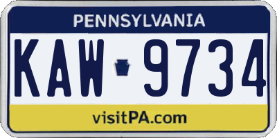 PA license plate KAW9734