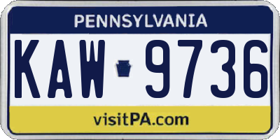 PA license plate KAW9736