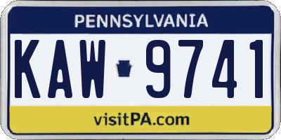 PA license plate KAW9741