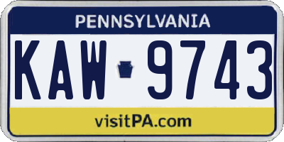 PA license plate KAW9743