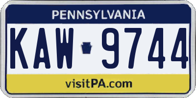 PA license plate KAW9744