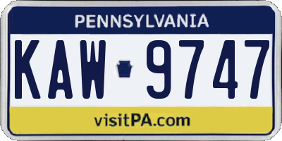 PA license plate KAW9747