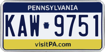 PA license plate KAW9751