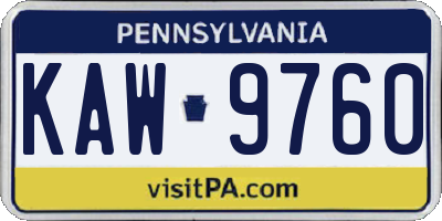 PA license plate KAW9760