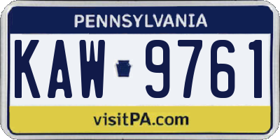 PA license plate KAW9761
