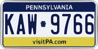 PA license plate KAW9766