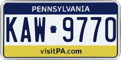 PA license plate KAW9770