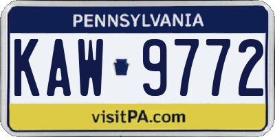 PA license plate KAW9772