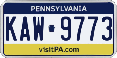 PA license plate KAW9773