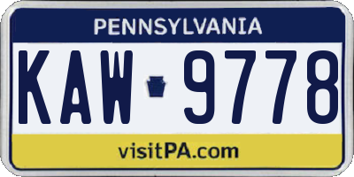 PA license plate KAW9778