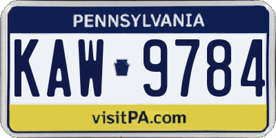 PA license plate KAW9784