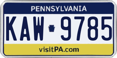 PA license plate KAW9785