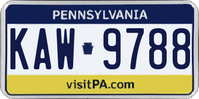 PA license plate KAW9788