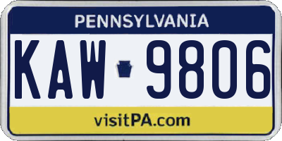 PA license plate KAW9806