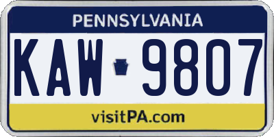 PA license plate KAW9807