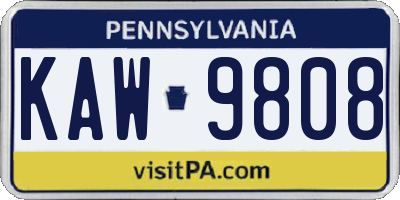 PA license plate KAW9808