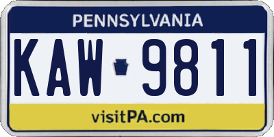 PA license plate KAW9811