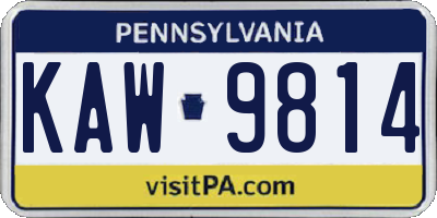 PA license plate KAW9814