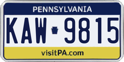 PA license plate KAW9815