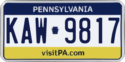 PA license plate KAW9817