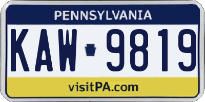 PA license plate KAW9819
